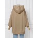 Women Loose Pocket Raglan Solid Color Long Sleeve Casual Hooded Sweatshirt