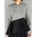 Contrast Patchwork Asymmetrical Long Sleeve Crew Neck Sweatshirt