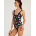 Women Cartoon Dinosaur Print Open Back One Piece Beach Swimwear