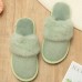 Women’s Large Size Solid Color Rhinestone House Furry Slippers